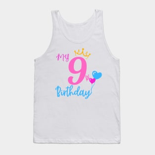 9th Birthday Girl Shirt - 9 Years Old Birthday Girl Tank Top